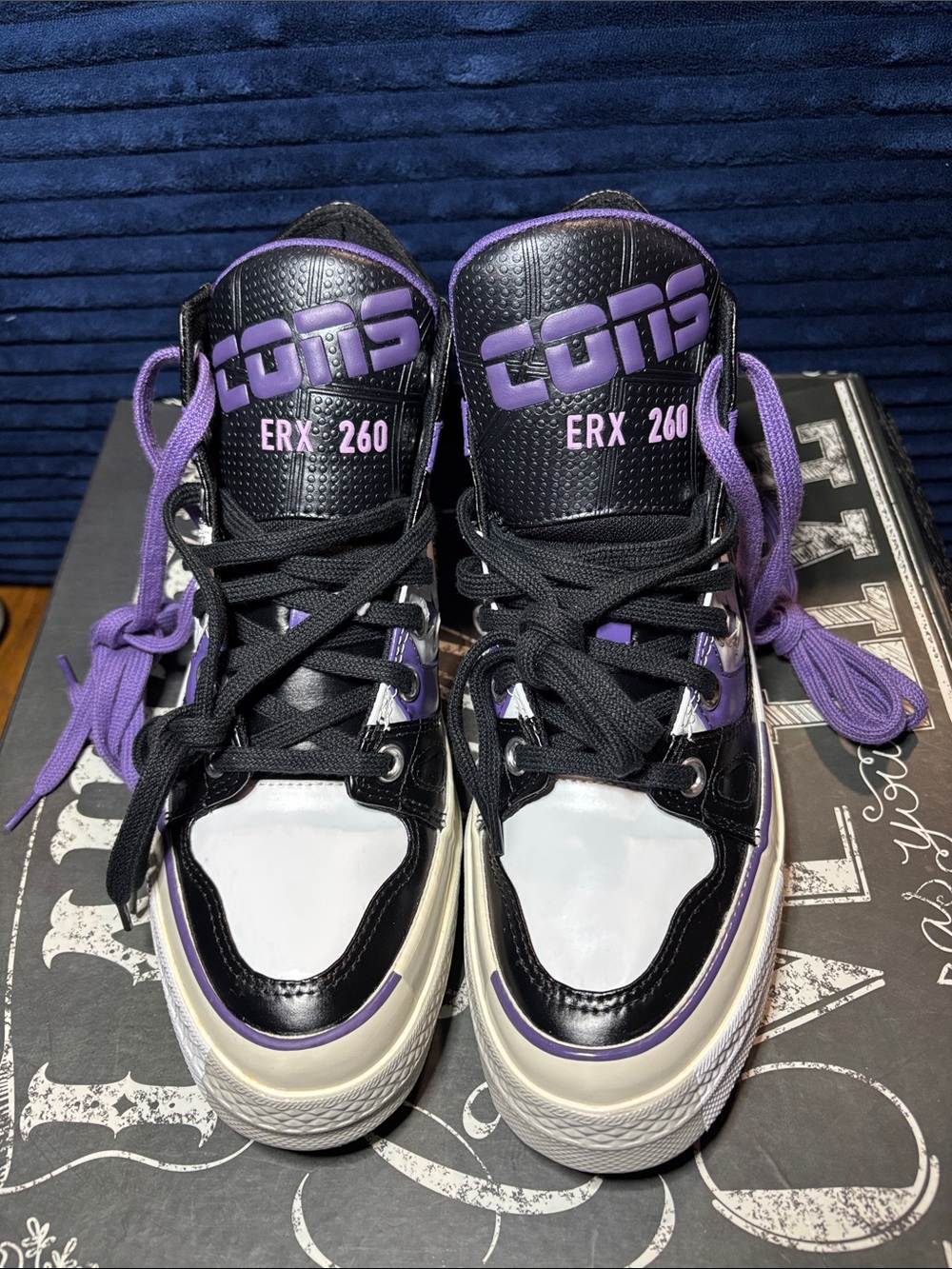 Converse ERX 260 High-Top Sneakers in Black, White & Purple